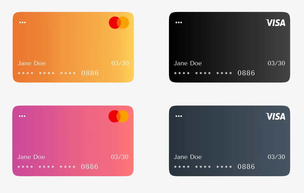 Credit Cards UI Mockups Pack